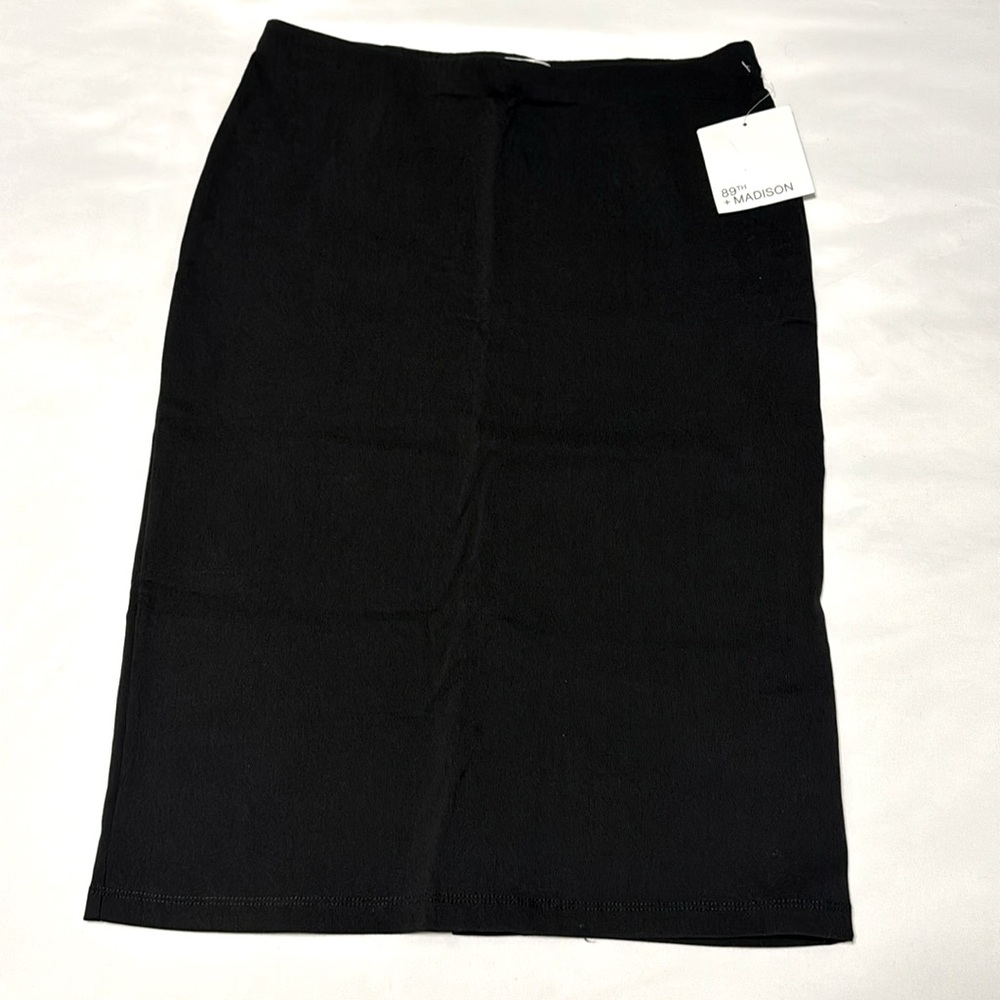 NWT 89th & Madison Black Bodycon Pull On Pencil Skirt Midi Small - Picture 2 of 6